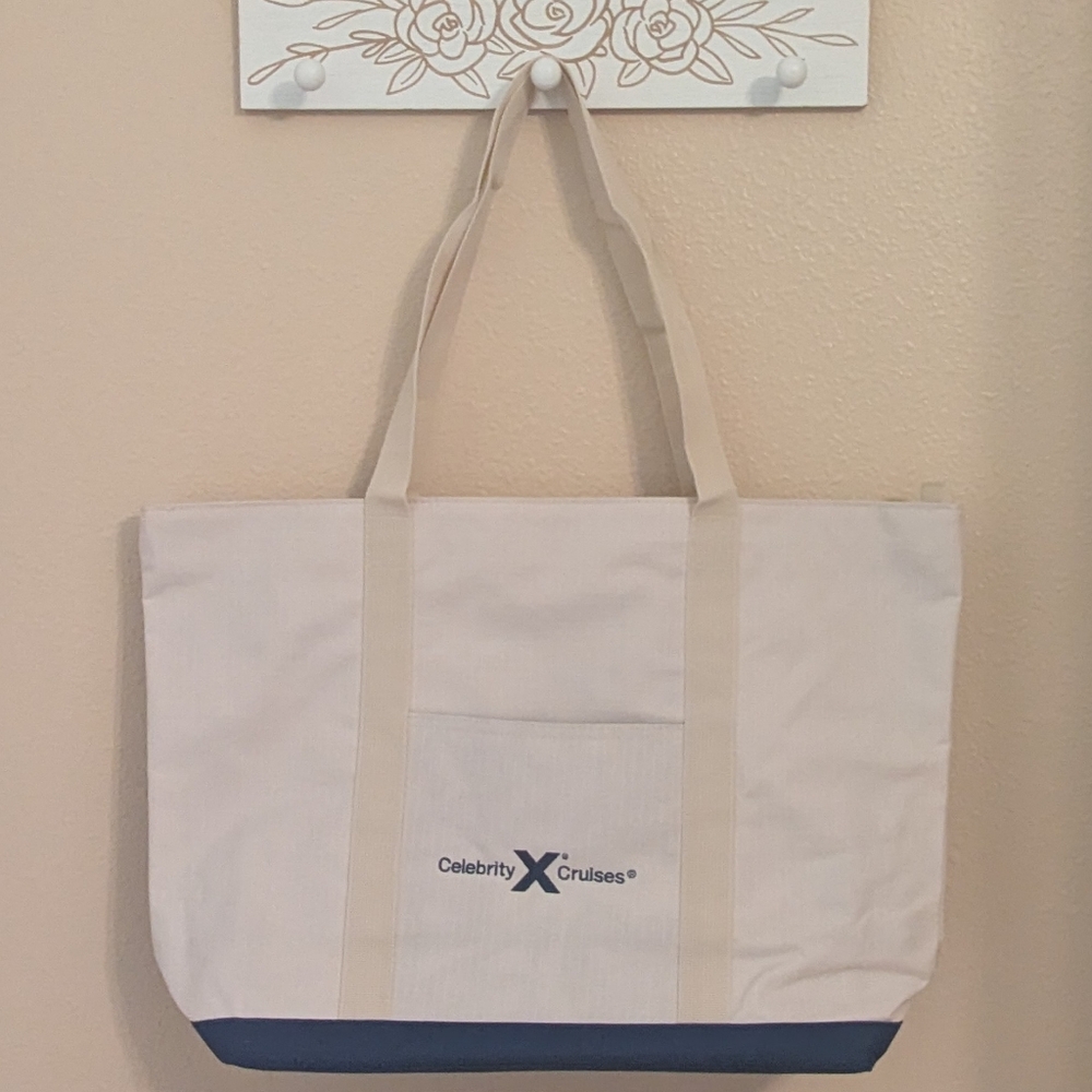 Celebrity x Cruises-Large Canvas Tote Bag with Front Pocket New Never Used